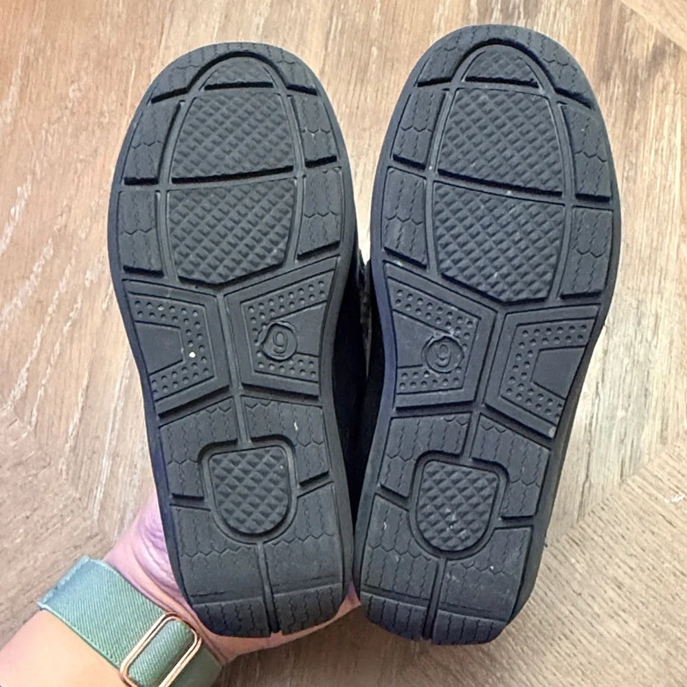 Josmo Black Kids Moccasins with Silver Accents